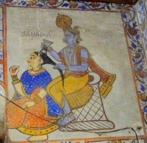 ShreeKrishn doing shringar for Radha